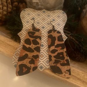 Leopard Cork Fabric Earrings